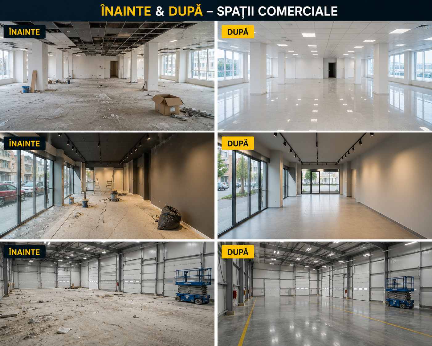 Înainte și după curățenie - spațiu comercial